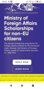2026 Romanian Government Scholarship Program