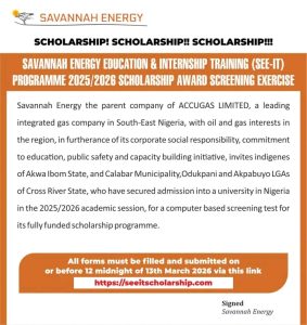 Savannah Energy SEE-IT Scholarship & Internship 2026