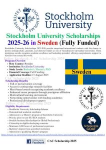 The Stockholm University Scholarship Scheme 2026